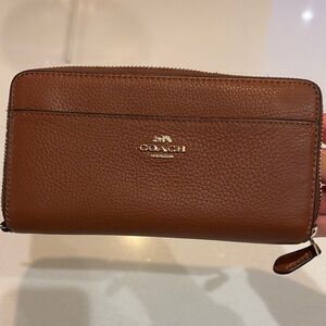 Coach Tan Leather Zip Wallet